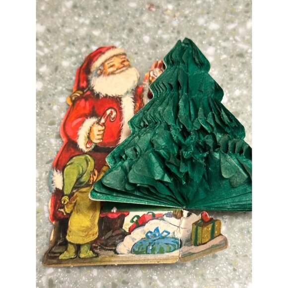Vtg Honeycomb Santa Snowman 4 Ornaments Flame Proof Festive Holiday Decorations - Picture 12 of 13